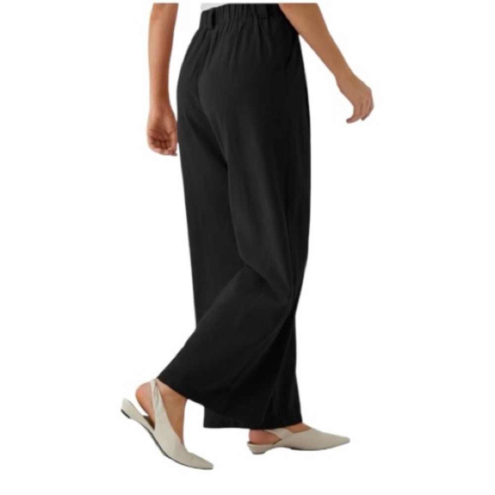 NWT HALARA High Waisted Pocket Wide Leg Flowy Palazzo Casual Linen-Feel - Picture 5 of 12